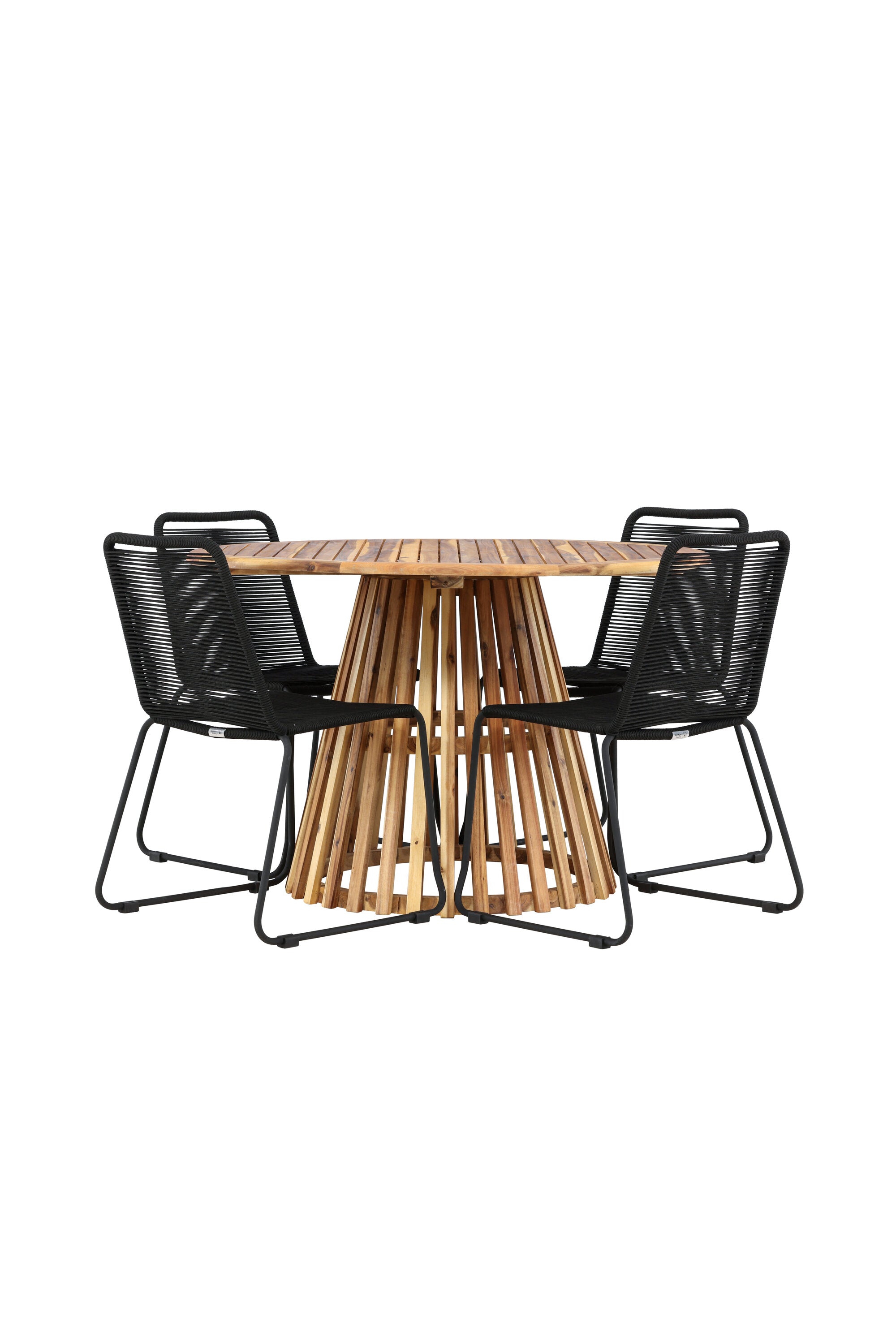 Lumpur Gartentisch Set rund + Lindos in Natur/Schwarz präsentiert im Onlineshop von KAQTU Design AG. Gartentischset ist von Venture Home