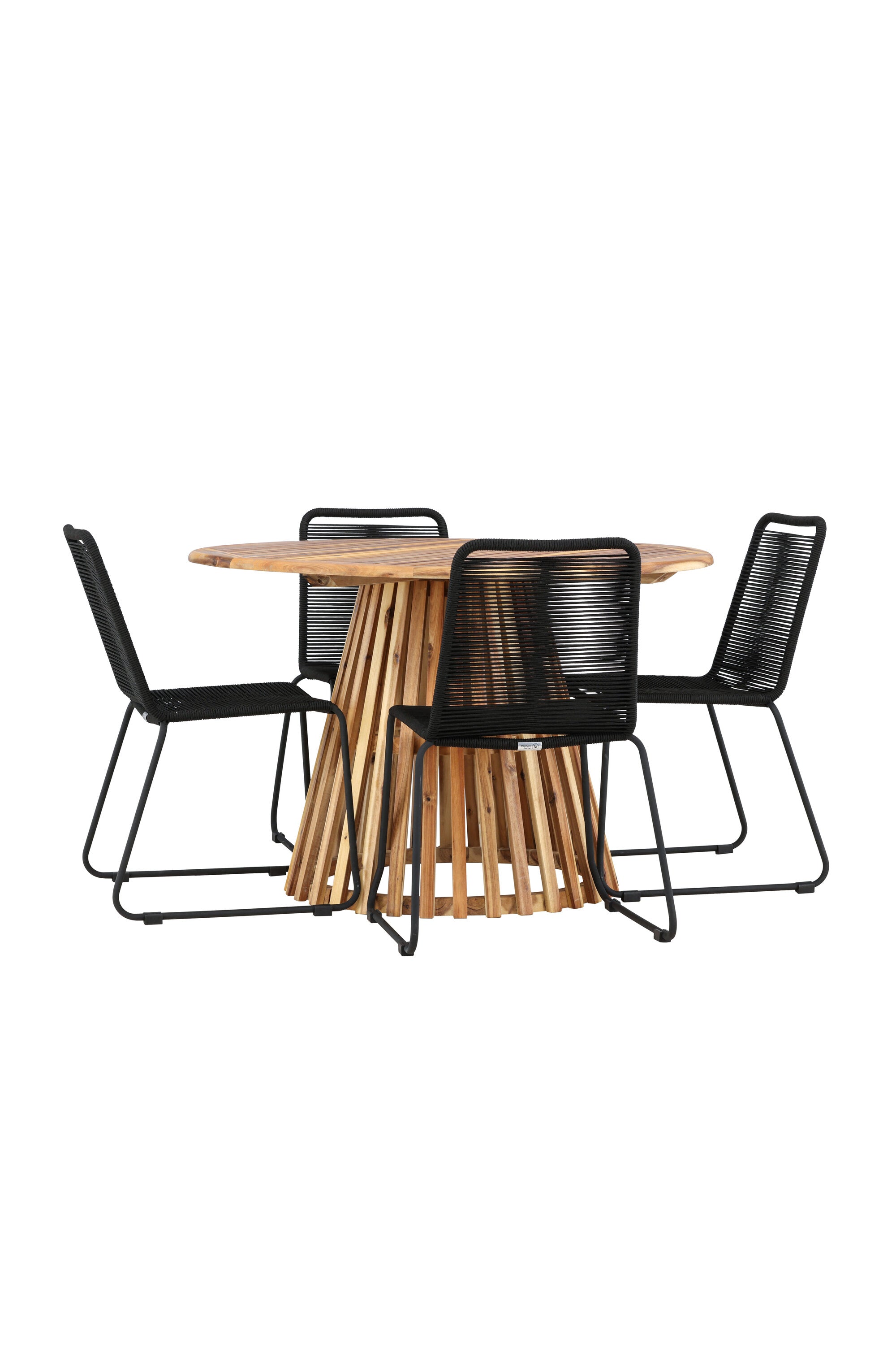 Lumpur Gartentisch Set rund + Lindos in Natur/Schwarz präsentiert im Onlineshop von KAQTU Design AG. Gartentischset ist von Venture Home