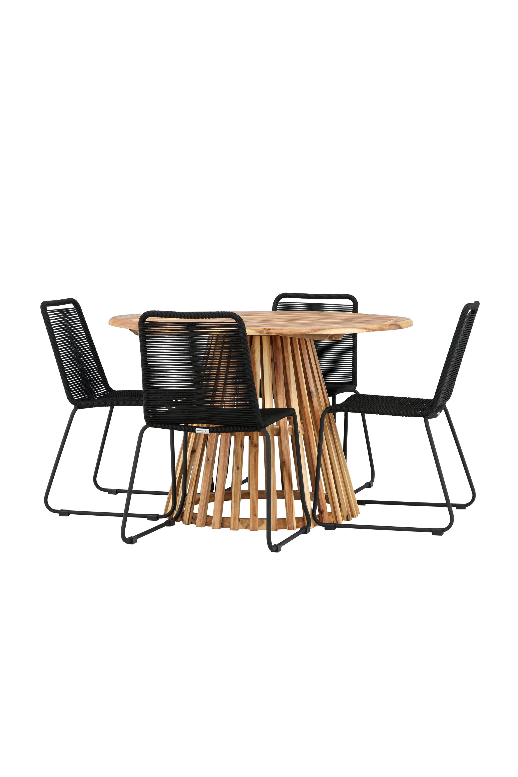 Lumpur Gartentisch Set rund + Lindos in Natur/Schwarz präsentiert im Onlineshop von KAQTU Design AG. Gartentischset ist von Venture Home