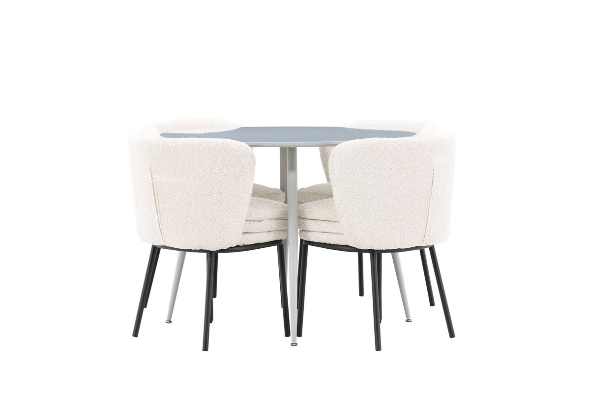 Plaza Esstisch mit Agnes Stühlen in Weiss präsentiert im Onlineshop von KAQTU Design AG. Esszimmerset ist von Venture Home