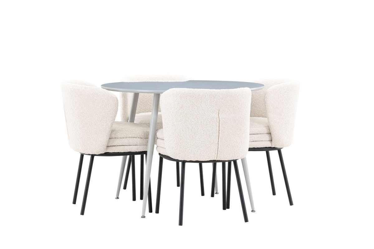 Plaza Esstisch mit Agnes Stühlen in Weiss präsentiert im Onlineshop von KAQTU Design AG. Esszimmerset ist von Venture Home