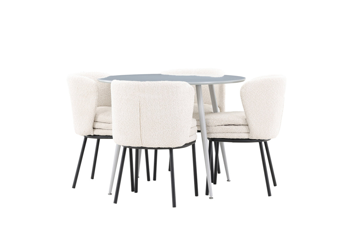 Plaza Esstisch mit Agnes Stühlen in Weiss präsentiert im Onlineshop von KAQTU Design AG. Esszimmerset ist von Venture Home