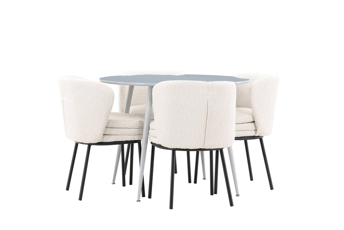 Plaza Esstisch mit Agnes Stühlen in Weiss präsentiert im Onlineshop von KAQTU Design AG. Esszimmerset ist von Venture Home