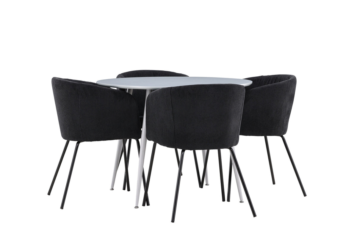 Plaza Esstisch mit Berit Stühlen in Schwarz präsentiert im Onlineshop von KAQTU Design AG. Esszimmerset ist von Venture Home