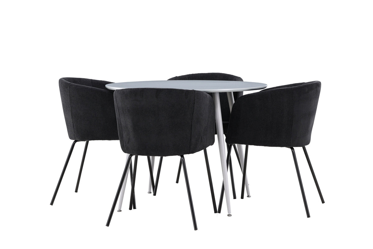 Plaza Esstisch mit Berit Stühlen in Schwarz präsentiert im Onlineshop von KAQTU Design AG. Esszimmerset ist von Venture Home