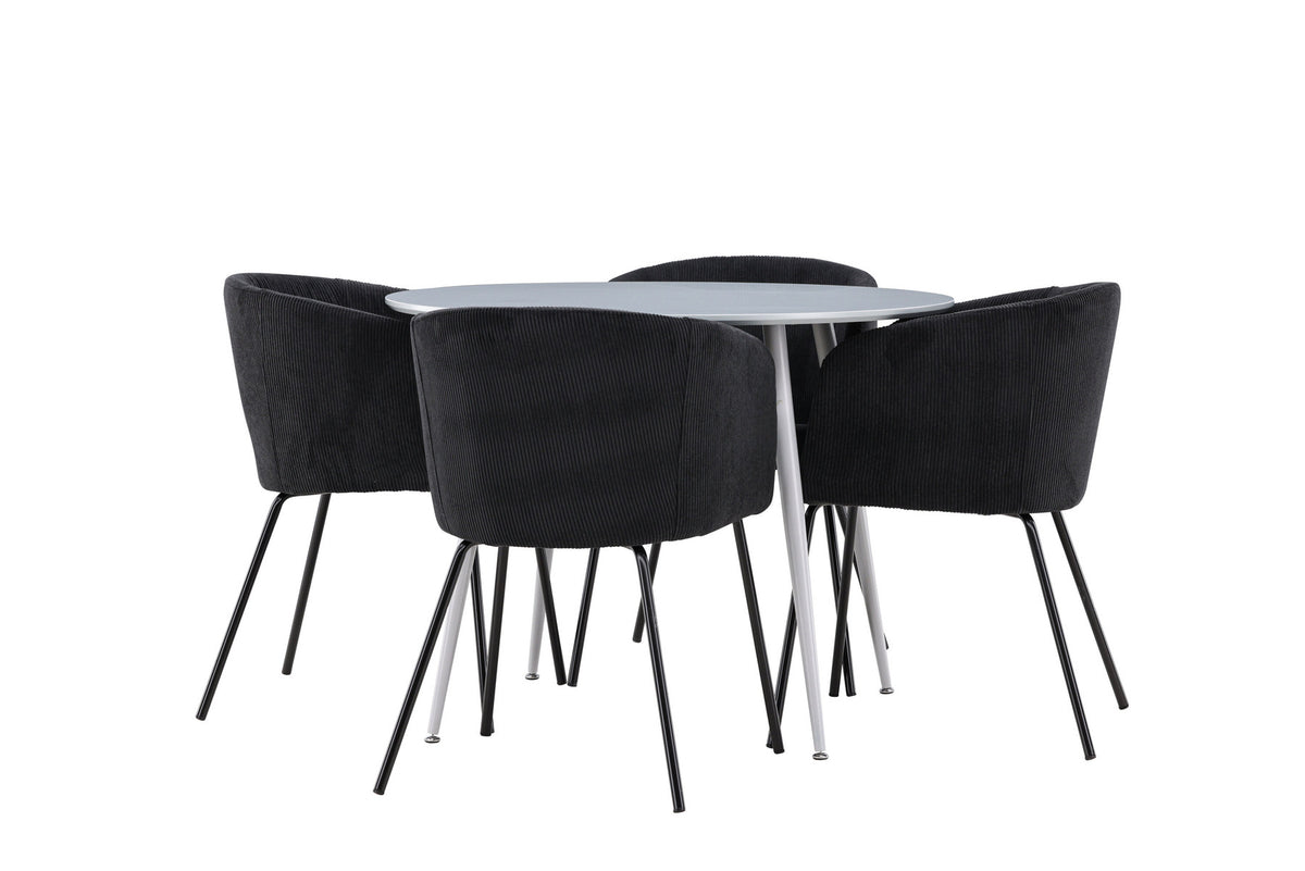 Plaza Esstisch mit Berit Stühlen in Schwarz präsentiert im Onlineshop von KAQTU Design AG. Esszimmerset ist von Venture Home
