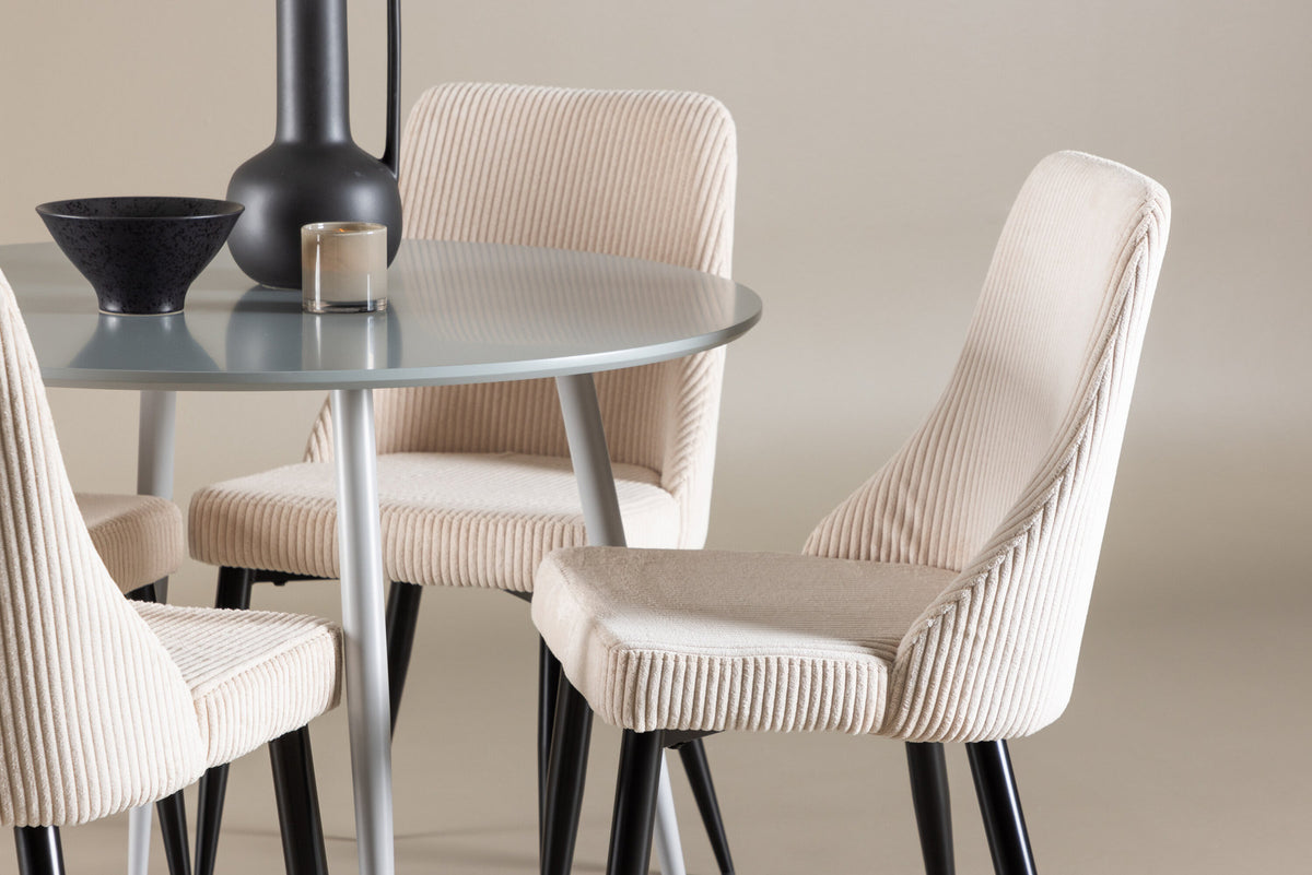 Esstisch Plaza mit Stühlen Leone in Beige präsentiert im Onlineshop von KAQTU Design AG. Esszimmerset ist von Venture Home