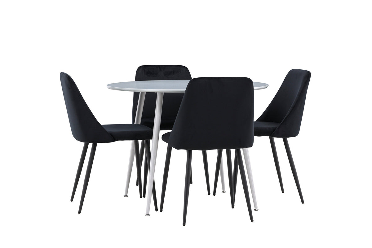 Plaza Esstisch mit Night Stühlen in Schwarz präsentiert im Onlineshop von KAQTU Design AG. Esszimmerset ist von Venture Home