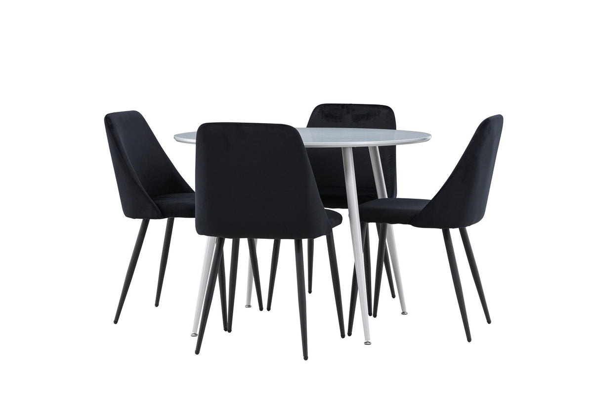 Plaza Esstisch mit Night Stühlen in Schwarz präsentiert im Onlineshop von KAQTU Design AG. Esszimmerset ist von Venture Home