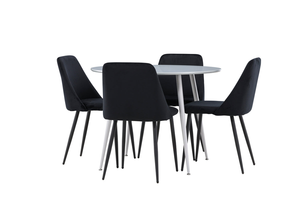 Plaza Esstisch mit Night Stühlen in Schwarz präsentiert im Onlineshop von KAQTU Design AG. Esszimmerset ist von Venture Home