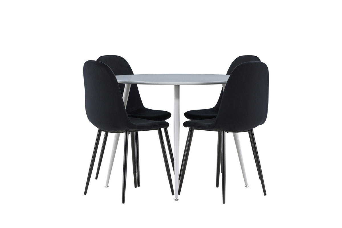 Plaza Esstisch mit Polar Stühlen in Schwarz präsentiert im Onlineshop von KAQTU Design AG. Esszimmerset ist von Venture Home