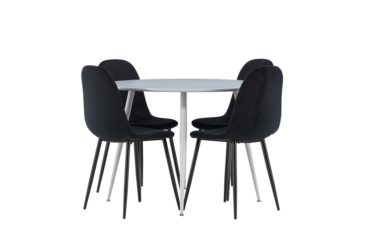 Plaza Esstisch mit Polar Stühlen in Schwarz präsentiert im Onlineshop von KAQTU Design AG. Esszimmerset ist von Venture Home