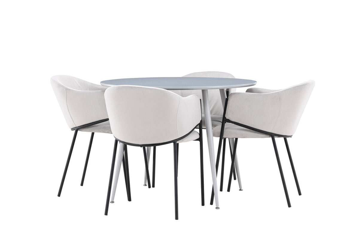 Plaza Esstisch mit Stühlen Evelina in Grau präsentiert im Onlineshop von KAQTU Design AG. Esszimmerset ist von Venture Home