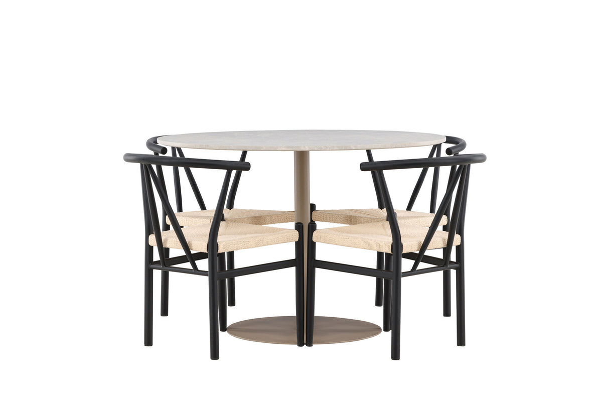 Lycke Esstisch mit Alfons Stühlen in Schwarz präsentiert im Onlineshop von KAQTU Design AG. Esszimmerset ist von Venture Home