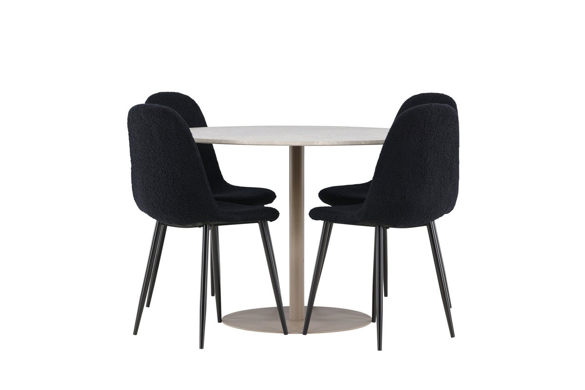 Lycke Esstisch mit Polar Stühlen in Schwarz präsentiert im Onlineshop von KAQTU Design AG. Esszimmerset ist von Venture Home