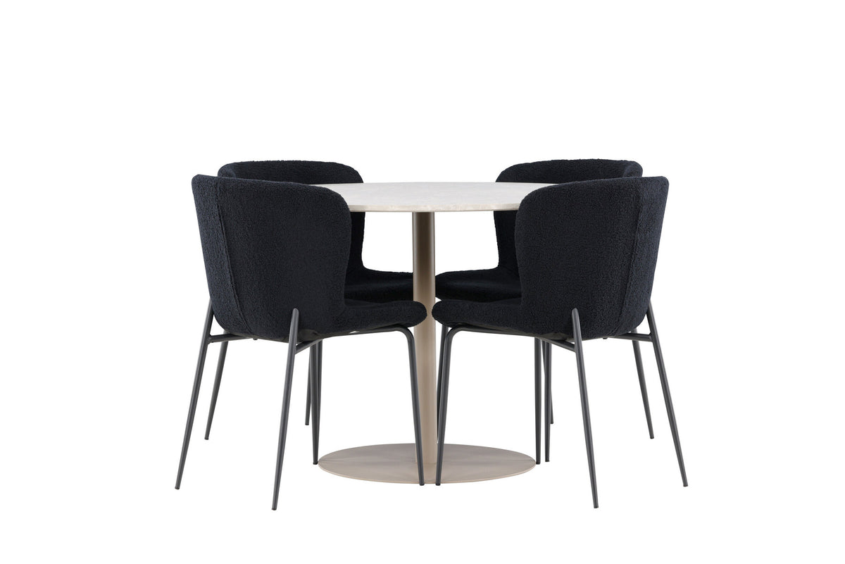 Lycke Esstisch mit Modesto Stühlen in Schwarz präsentiert im Onlineshop von KAQTU Design AG. Esszimmerset ist von Venture Home