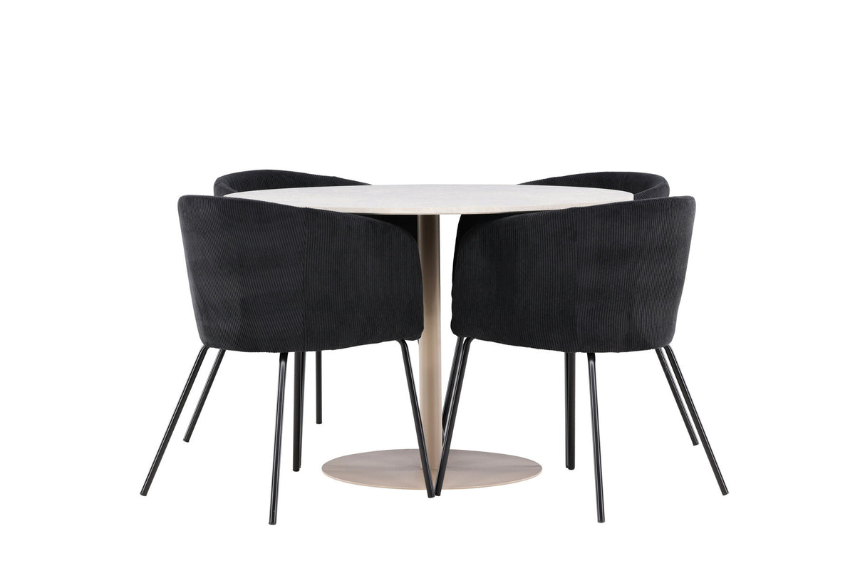 Lycke Esstisch mit Berit Stühlen in Schwarz präsentiert im Onlineshop von KAQTU Design AG. Esszimmerset ist von Venture Home