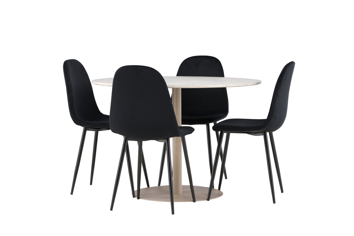 Lycke Esstisch mit Polar Stühlen in Schwarz präsentiert im Onlineshop von KAQTU Design AG. Esszimmerset ist von Venture Home
