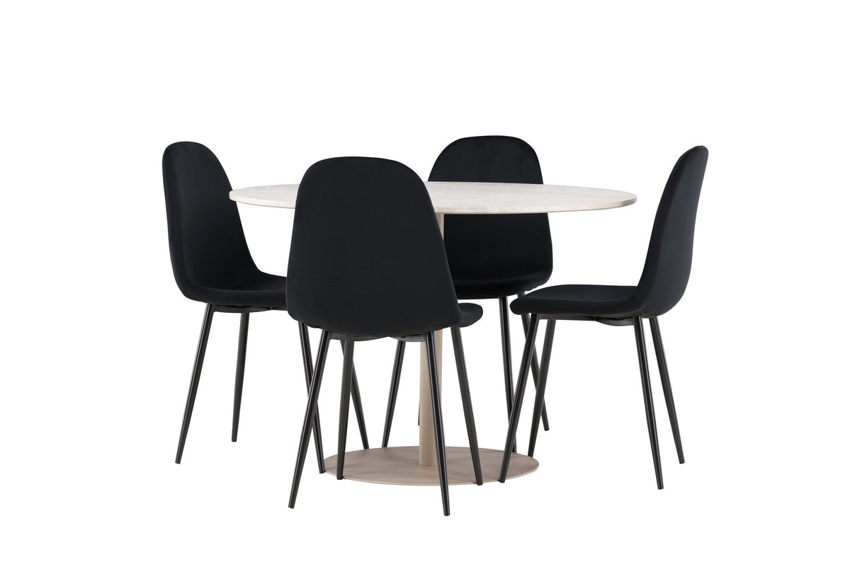 Lycke Esstisch mit Polar Stühlen in Schwarz präsentiert im Onlineshop von KAQTU Design AG. Esszimmerset ist von Venture Home