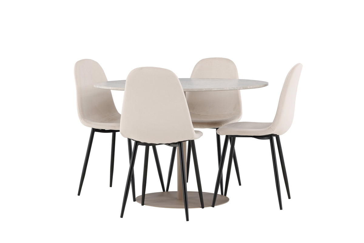 Lycke Esstisch mit Polar Stühlen in Beige präsentiert im Onlineshop von KAQTU Design AG. Esszimmerset ist von Venture Home