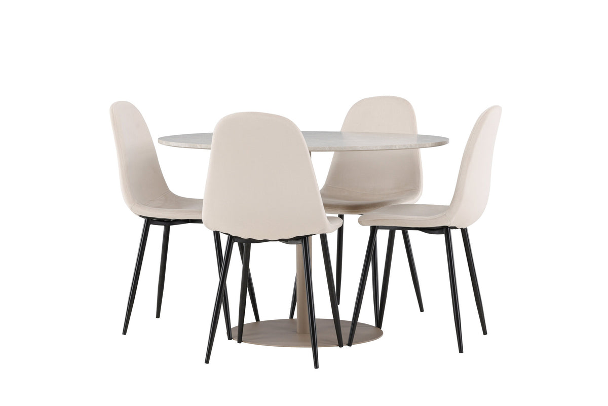 Lycke Esstisch mit Polar Stühlen in Beige präsentiert im Onlineshop von KAQTU Design AG. Esszimmerset ist von Venture Home