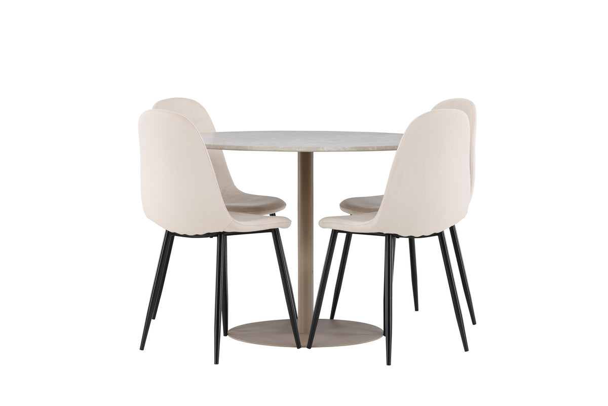 Lycke Esstisch mit Polar Stühlen in Beige präsentiert im Onlineshop von KAQTU Design AG. Esszimmerset ist von Venture Home