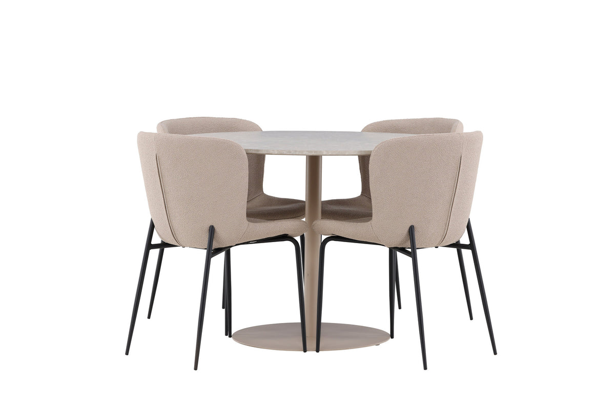 Lycke Esstisch mit Modesto Stühlen in Beige präsentiert im Onlineshop von KAQTU Design AG. Esszimmerset ist von Venture Home