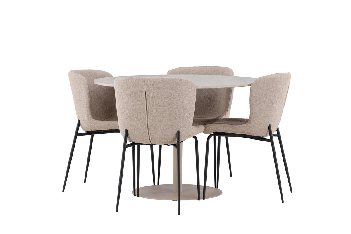 Lycke Esstisch mit Modesto Stühlen in Beige präsentiert im Onlineshop von KAQTU Design AG. Esszimmerset ist von Venture Home