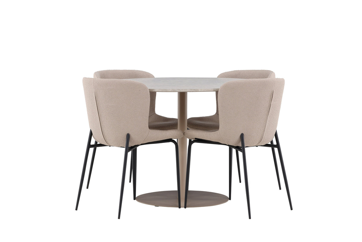 Lycke Esstisch mit Modesto Stühlen in Beige präsentiert im Onlineshop von KAQTU Design AG. Esszimmerset ist von Venture Home
