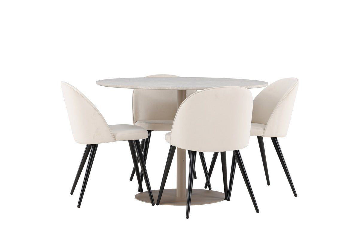 Lycke Esstisch mit Velvet Stühlen in Beige präsentiert im Onlineshop von KAQTU Design AG. Esszimmerset ist von Venture Home