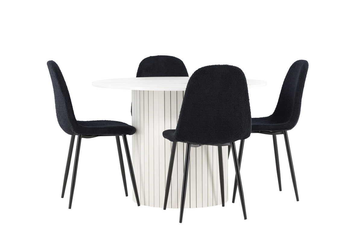 Härön Esstisch mit Polar Stühlen in Schwarz präsentiert im Onlineshop von KAQTU Design AG. Esszimmerset ist von Venture Home