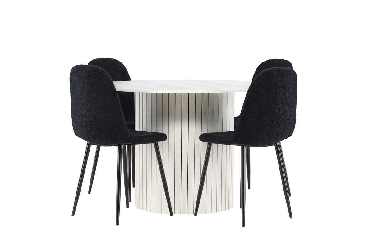 Härön Esstisch mit Polar Stühlen in Schwarz präsentiert im Onlineshop von KAQTU Design AG. Esszimmerset ist von Venture Home