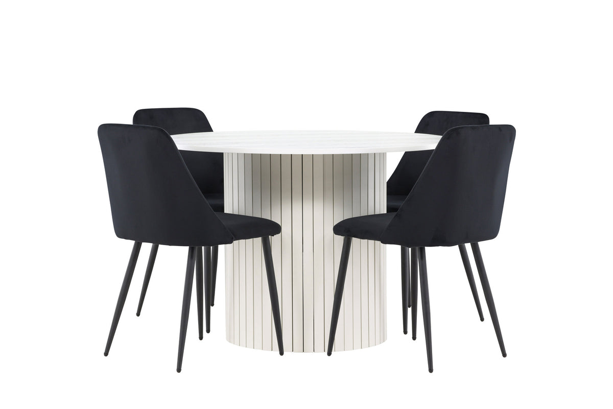 Härön Esstisch mit Night Stühlen in Schwarz präsentiert im Onlineshop von KAQTU Design AG. Esszimmerset ist von Venture Home