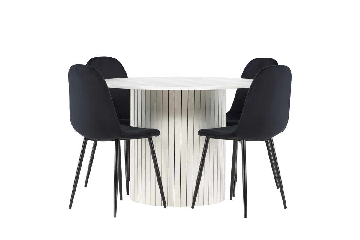 Härön Esstisch mit Polar Stühlen in Schwarz präsentiert im Onlineshop von KAQTU Design AG. Esszimmerset ist von Venture Home