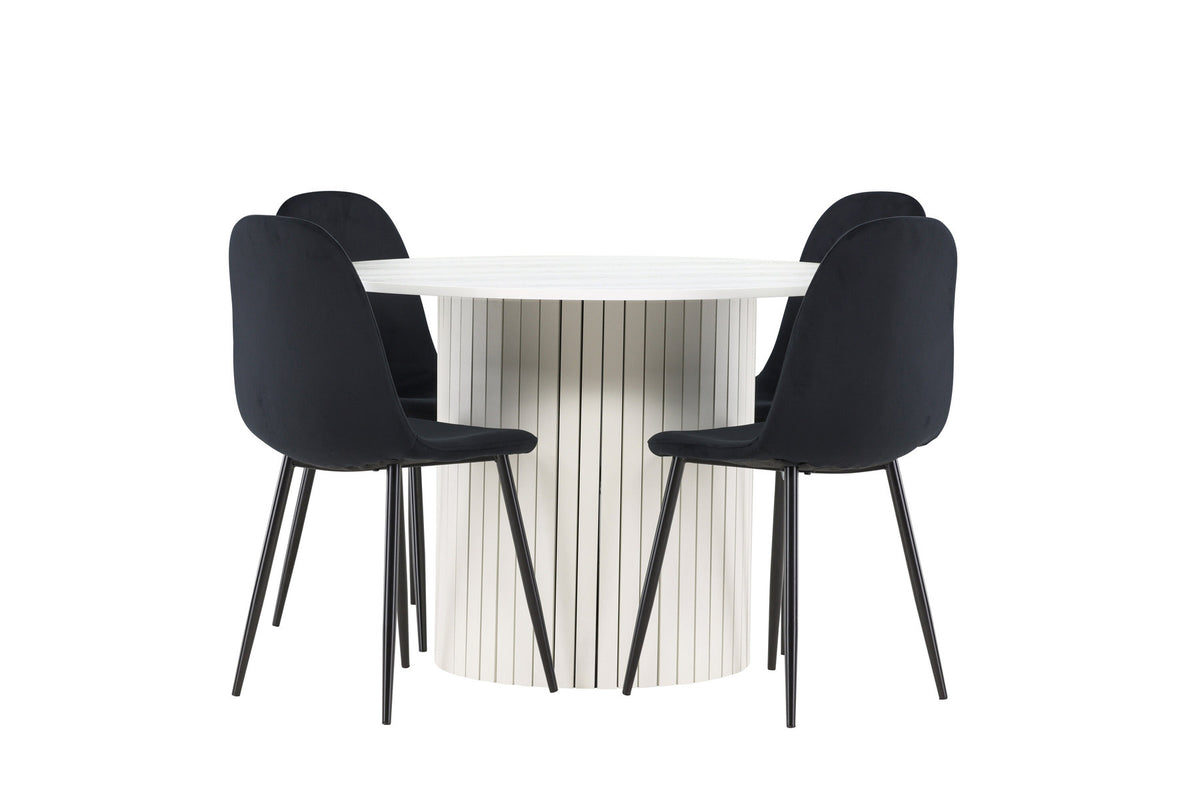 Härön Esstisch mit Polar Stühlen in Schwarz präsentiert im Onlineshop von KAQTU Design AG. Esszimmerset ist von Venture Home