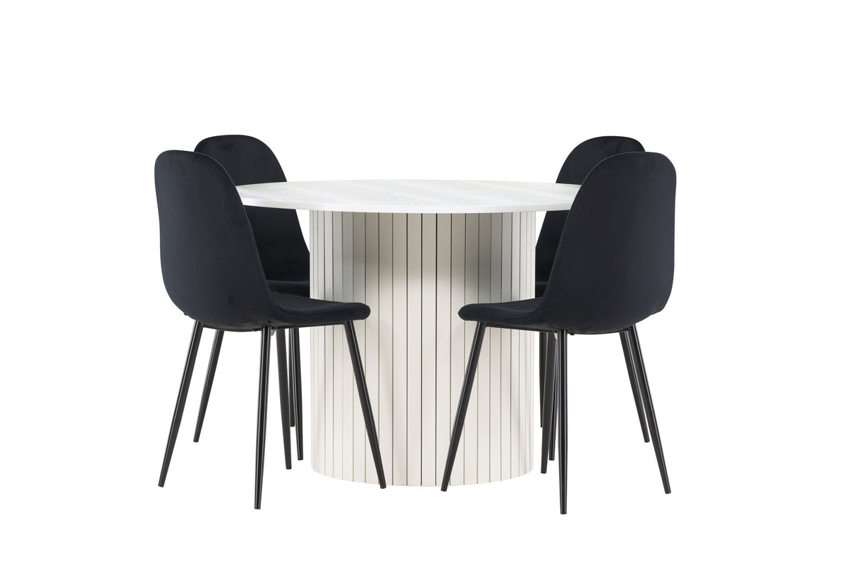 Härön Esstisch mit Polar Stühlen in Schwarz präsentiert im Onlineshop von KAQTU Design AG. Esszimmerset ist von Venture Home