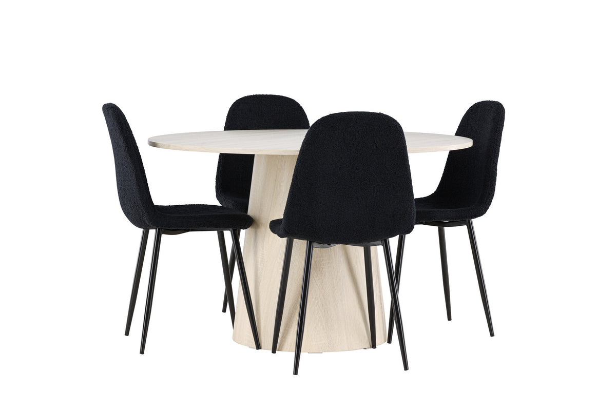 Lanzo Esstisch mit Polar Stühlen in Schwarz präsentiert im Onlineshop von KAQTU Design AG. Esszimmerset ist von Venture Home