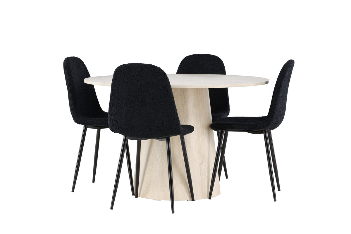 Lanzo Esstisch mit Polar Stühlen in Schwarz präsentiert im Onlineshop von KAQTU Design AG. Esszimmerset ist von Venture Home