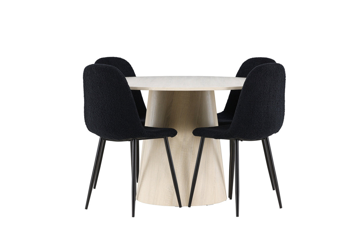 Lanzo Esstisch mit Polar Stühlen in Schwarz präsentiert im Onlineshop von KAQTU Design AG. Esszimmerset ist von Venture Home