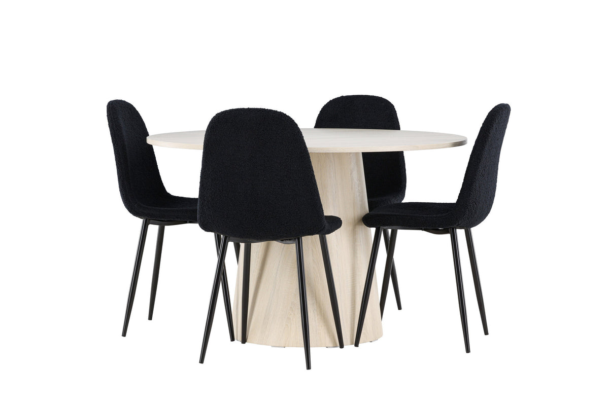 Lanzo Esstisch mit Polar Stühlen in Schwarz präsentiert im Onlineshop von KAQTU Design AG. Esszimmerset ist von Venture Home