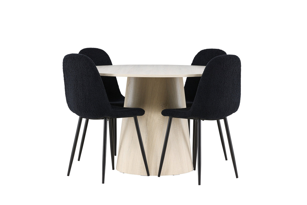 Lanzo Esstisch mit Polar Stühlen in Schwarz präsentiert im Onlineshop von KAQTU Design AG. Esszimmerset ist von Venture Home