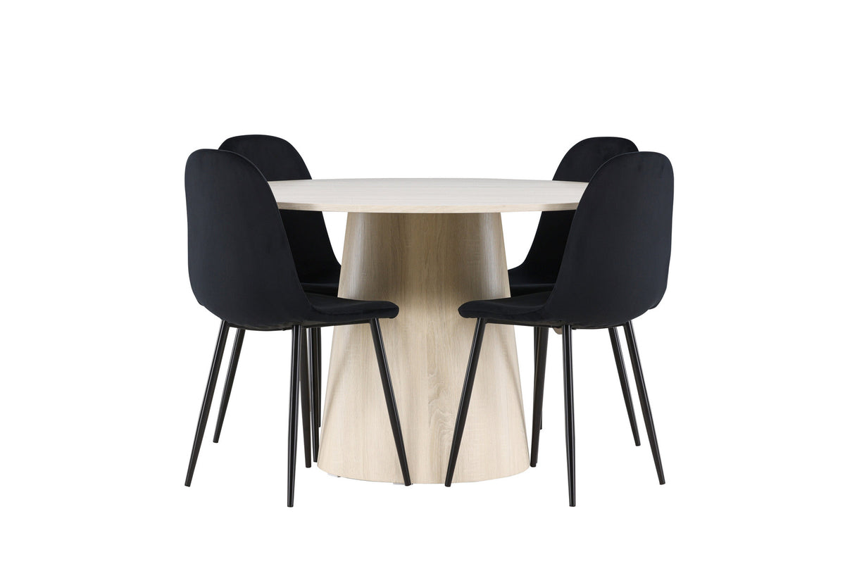 Lanzo Esstisch mit Polar Stühlen in Schwarz präsentiert im Onlineshop von KAQTU Design AG. Esszimmerset ist von Venture Home
