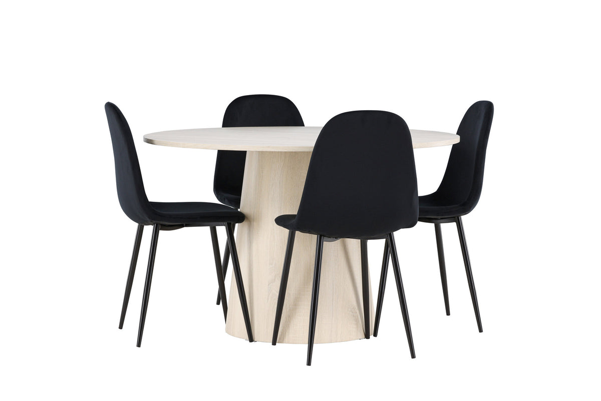 Lanzo Esstisch mit Polar Stühlen in Schwarz präsentiert im Onlineshop von KAQTU Design AG. Esszimmerset ist von Venture Home