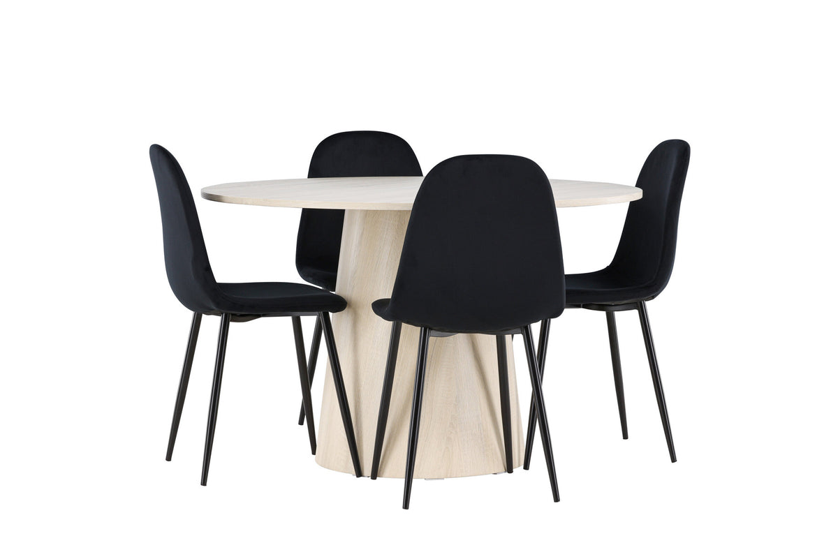 Lanzo Esstisch mit Polar Stühlen in Schwarz präsentiert im Onlineshop von KAQTU Design AG. Esszimmerset ist von Venture Home