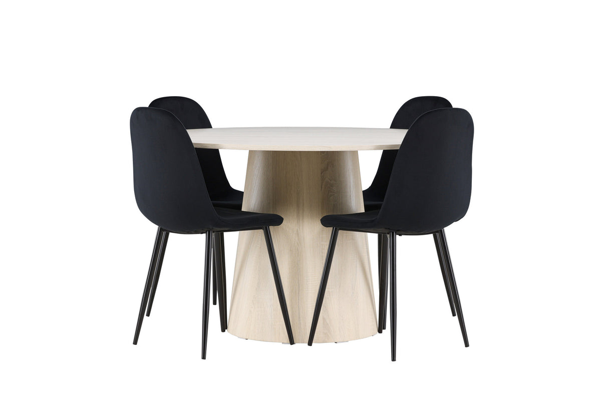 Lanzo Esstisch mit Polar Stühlen in Schwarz präsentiert im Onlineshop von KAQTU Design AG. Esszimmerset ist von Venture Home
