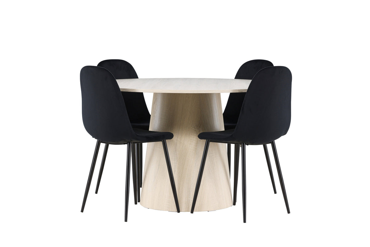 Lanzo Esstisch mit Polar Stühlen in Schwarz präsentiert im Onlineshop von KAQTU Design AG. Esszimmerset ist von Venture Home