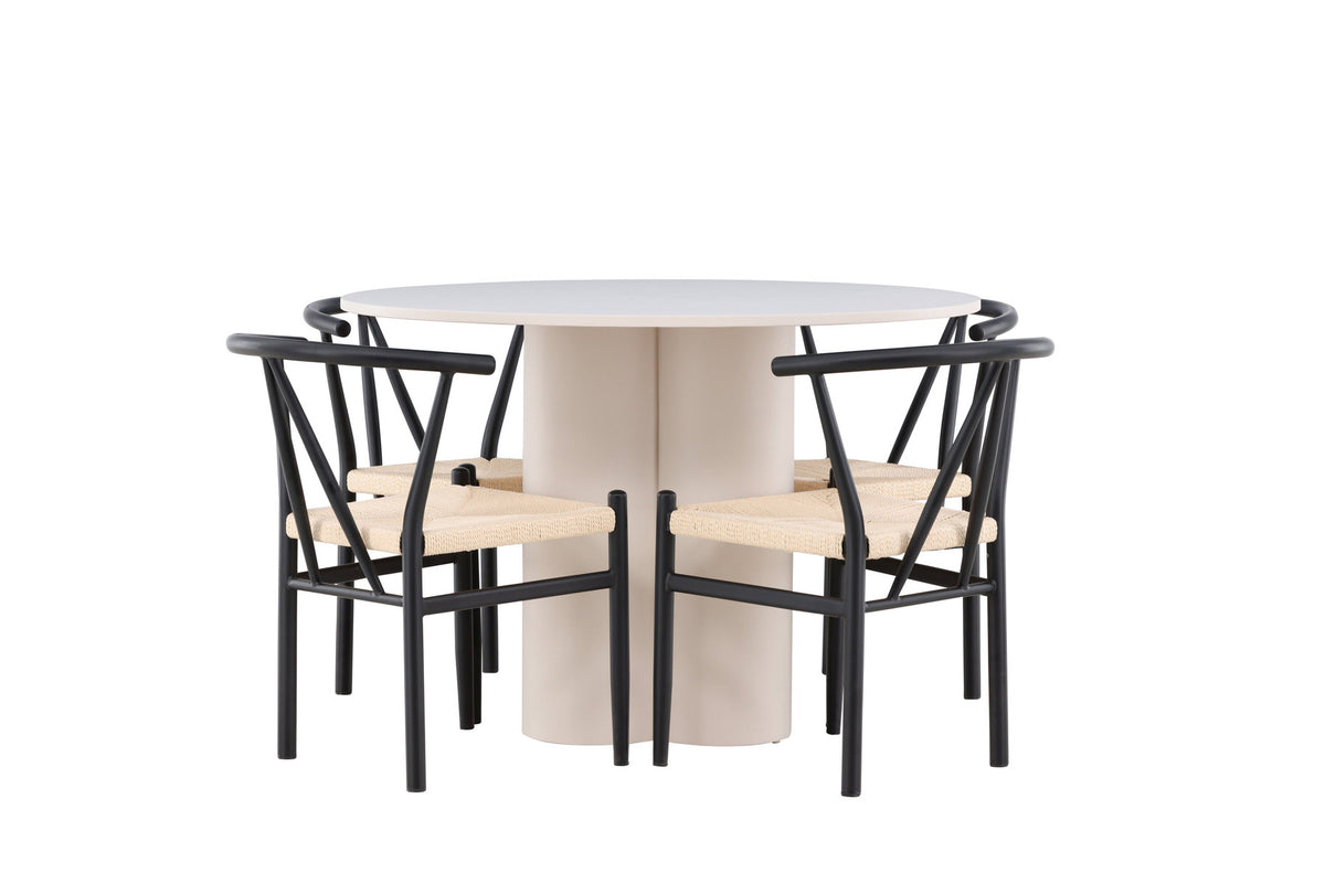 Olivia Esstisch mit Stühlen Alfons in Schwarz präsentiert im Onlineshop von KAQTU Design AG. Esszimmerset ist von Venture Home