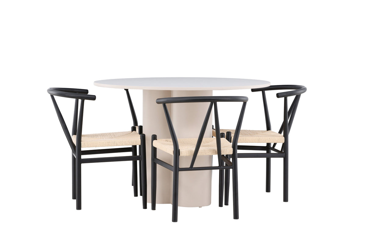 Olivia Esstisch mit Stühlen Alfons in Schwarz präsentiert im Onlineshop von KAQTU Design AG. Esszimmerset ist von Venture Home