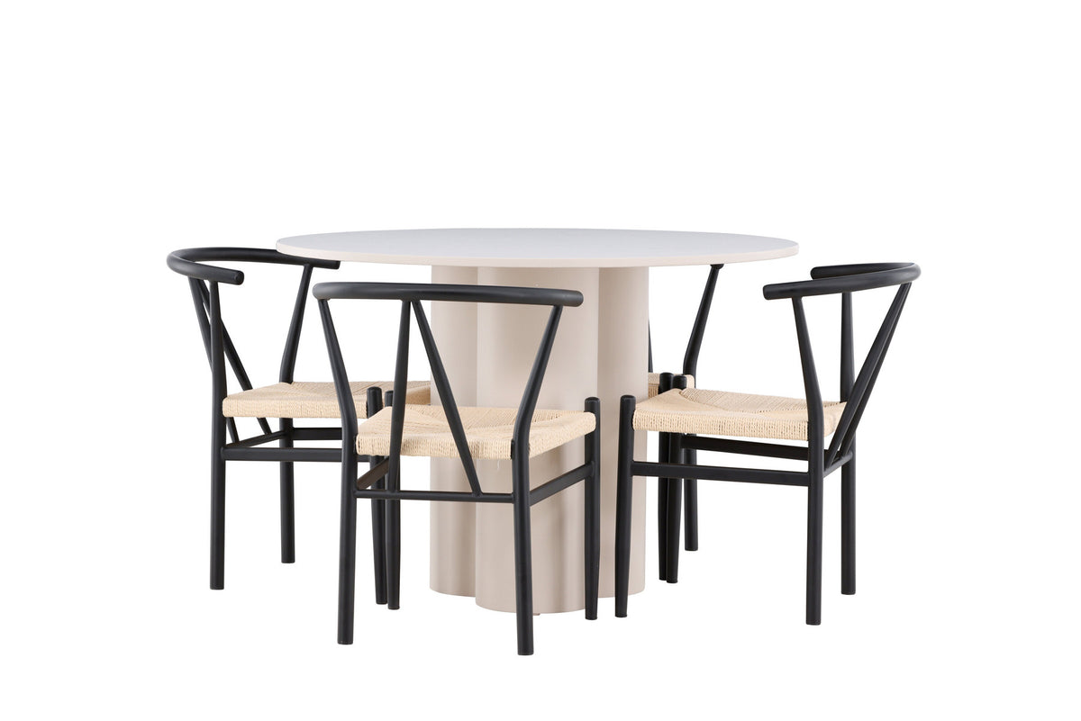 Olivia Esstisch mit Stühlen Alfons in Schwarz präsentiert im Onlineshop von KAQTU Design AG. Esszimmerset ist von Venture Home