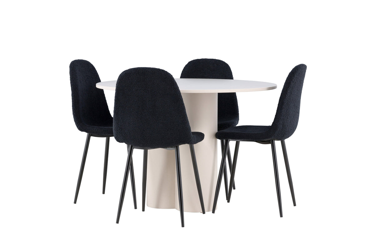 Olivia Esstisch mit Polar Stühlen in Schwarz präsentiert im Onlineshop von KAQTU Design AG. Esszimmerset ist von Venture Home